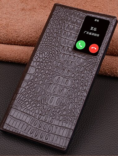  Funda para teléfono para Samsung Galaxy S23 Ultra S22 Ultra Funda tipo flip auto sueño/despertar magnética cálido cuero genuino