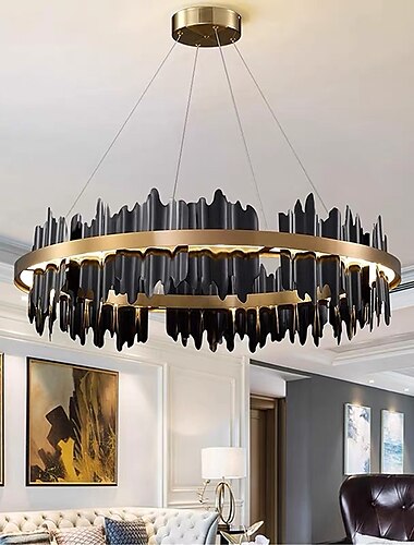  Lámpara de araña de lujo de 60cm con diseño circular para cocina, isla, sala de estar, comedor, dormitorio, luces de 110-240v