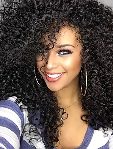  أسود 14 بوصة شعر مستعار أفرو مجعد غريب مع الانفجارات الجانبية للنساء الألياف الاصطناعية شعر مستعار مجعد شعر مستعار طبيعي المظهر