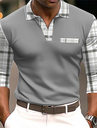  Kentucky-derby Voor heren Kabelgebreide polo Golf Polo's Shirts Lange mouw Poloshirt Strijkijzer Casual / Dagelijks 3D Afdrukken Herfst winter Zwart Wit Marineblauw