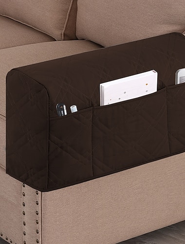  2 Stück wasserdichte Armlehnenbezüge für Stühle und Sofas, Couch-Armlehnenbezüge für Sofas, Armlehnenbezüge mit Seitentasche, rutschfester Möbelschutz, waschbar