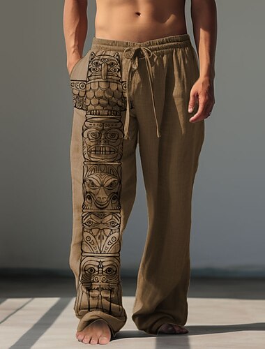  Per uomo Tribale Stampa bandana Pantaloni casual Pantaloni Pantaloni Larghi Misura del girovita medio Vintage All'aperto Abbigliamento casual alla moda Abbigliamento quotidiano Autunno & Inverno