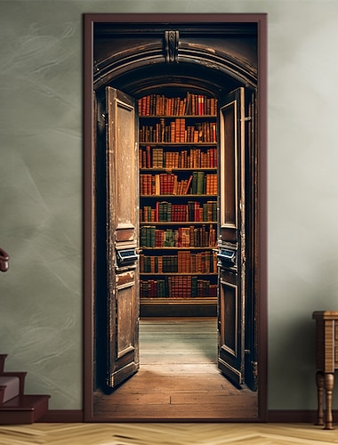  bibliotek dörr täcker dörr gobeläng dörr gardin dekoration bakgrund dörr banderoll för ytterdörr bondgård semester fest dekoration leveranser