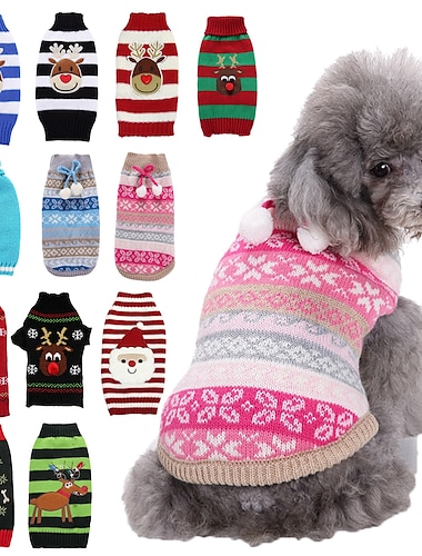  Chien Chat Pull Fête Occasionnel Hiver Respirant Doux Lavable Confortable Noël Extérieur Décontracté Quotidien Vêtements pour Chiens for Bichon Frisé Spitz Nain Bébé Animal Papillon Petit