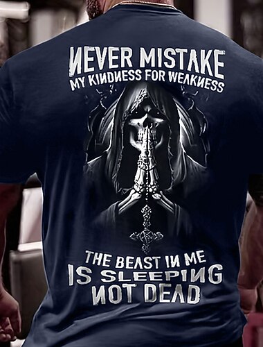  男性用 スカル Tシャツ 半袖 Tシャツ クルーネック シャツ スポーツ クラシック カジュアル スポーツ・アウトドア 祝日 お出かけ ブラック ルビーレッド アーミーグリーン 夏 衣類 S M L XL XXL XXXL
