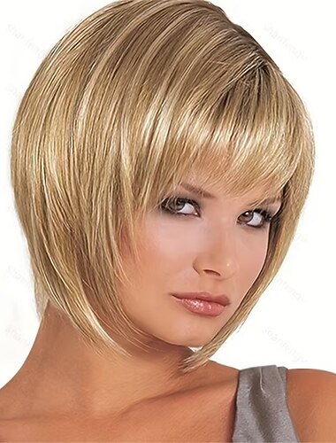  Peruki syntetyczne Prosta Fryzura Pixie Tkany maszynowo Peruka Krótkie Blond Włosie synetyczne Damskie Miękka Impreza Łatwy do przenoszenia Blond