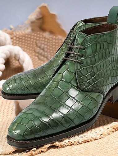  bottines en similicuir vert à motif crocodile pour hommes - chaussures luxueuses et élégantes pour les événements formels et les occasions élégantes