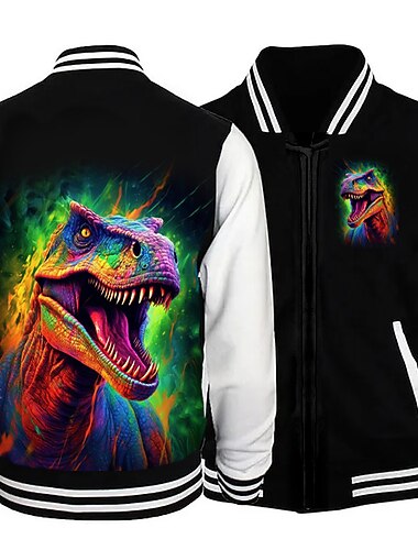  Chlapecké 3D Dinosaurus Kurtka Dlouhý rukáv Podzim Zima Aktivní Šik ven Chladný Polyester Děti 3-12 let Do V ulice Denní Běžný