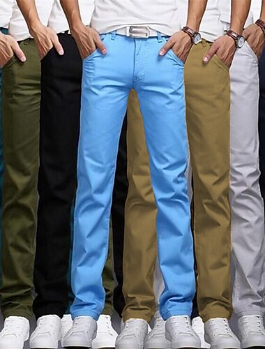  Homme Pantalon Chino Pantalons décontractés Pantalons de Jogging Poche avant Plein Confort Respirable Formel Entreprise Classique Casual Chic Rouge vin Bleu Roi