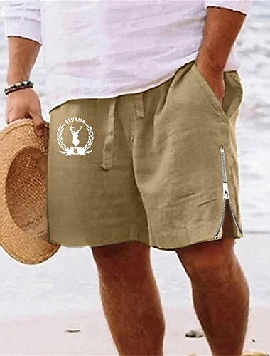  Herren Tiermotiv Hirsch Shorts Sommershorts Strandshorts Mittlere Taille Hawaiianisch Lässig Täglich Ferien Ausgehen Reißverschluss Kordelzug Elastischer Bund Designer Bekleidung