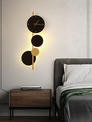  Wandleuchte, Wandleuchte, Uhr, Wandleuchte, Schlafzimmer, Nachttisch, Wohnzimmer, Hintergrundwand, dekorative Wandleuchte, Wandleuchte
