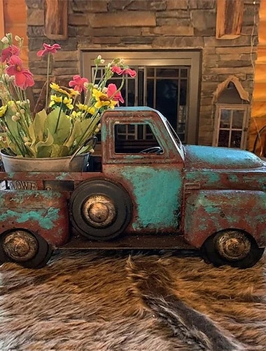  retro auto bloempot succulente plantenbak retro hars ambachtelijk ornament voor huis tuin tuin decoratie