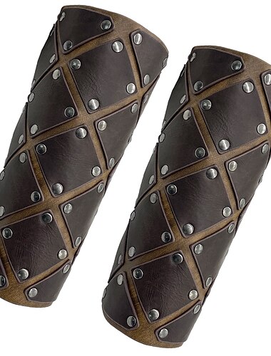  Retro Vintage Medieval Renaissance Armor Wristband Wrist Brace Ren Faire Pirate Viking Crusader Archery Men's Viking Carnival Masquerade Party LARP Adults' Arm Guards