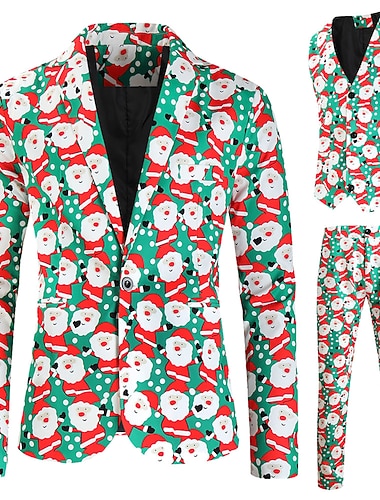  Babbo Natale Completi Vestito da Serata Elegante Abiti di Natale Per uomo Natale vigilia di Natale Completi Natale Per adulto Feste Natale Cappotto Canottiera Pantaloni
