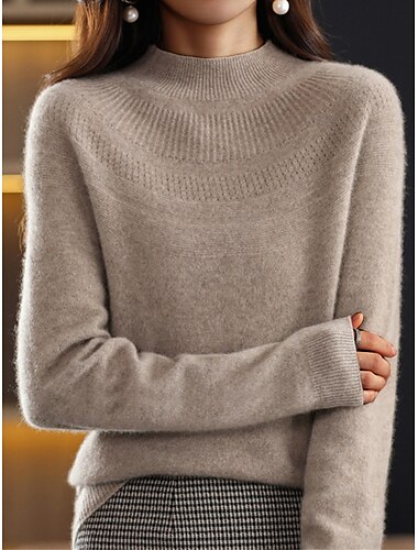  Pentru femei Pulover pulover Stil Nautic Striat Tricotat Lână Supradimensionat Toamnă Iarnă Regulat În aer liber Zilnic Concediu Șic Stradă Casual Moale Manșon Lung Culoare solidă Magenta Albastru