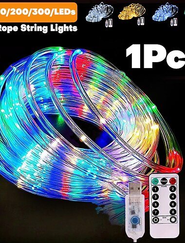  1 יחידת צינור usb לחג המולד אור מקורה וחיצוני בחצר חתונה חגיגית קישוט אור מחרוזת 7m-50led/12m-100led/20m-200led/30m-300led