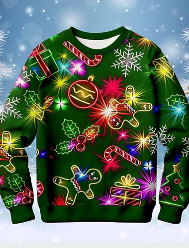  Jul Gutt 3D Pepperkakemenn Genser Pullover Langermet 3D-utskrift Høst Vinter Mote Gatemote Kul Polyester Barn 3-12 år utendørs Avslappet Daglig Normal