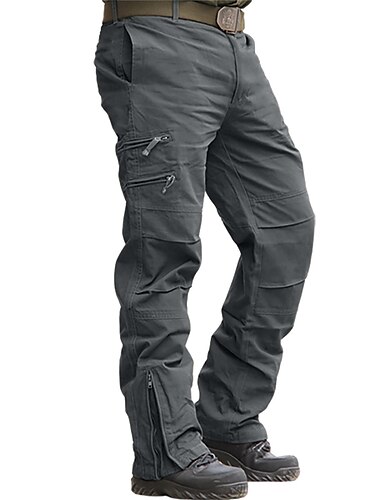  Herren Cargo-Hosen Taktische Hose Bein mit Reißverschluss Einfach Komfort Atmungsaktiv Campen und Wandern Training Schwarz Armeegrün