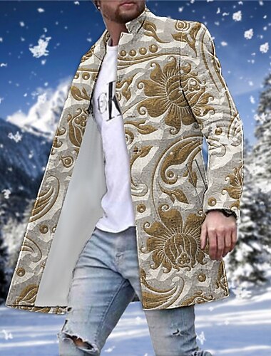  Herr Vinterkappa Rock Kappa Utekväll Helgen Mönster Höst vinter Nedvikt Långärmad Blå Grön Khaki grön