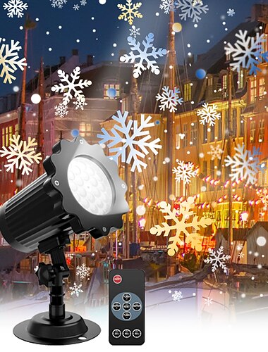  مصباح إسقاط عاصفة ثلجية بتقنية 2 في 1، جهاز تحكم عن بعد، مقبس أمان منخفض الجهد