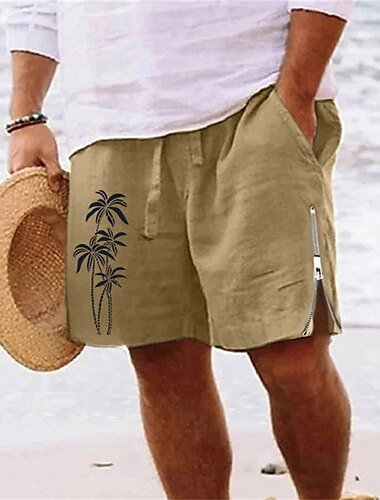  Herren Kokosnussbaum Shorts Kurze Hosen Sommer-Shorts Strandshorts Kurze Hosen Mittlere Taillenlinie Hawaiianisch Brautkleider schlicht Täglich Festtage Ausgehen Zip Kordelzug Elastische Taille