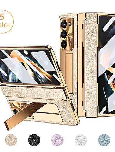  Handy Hülle Handyhüllen Für Samsung Galaxy Z Fold 5 Z Fold 4 Z Fold 3 Mit Magsafe mit Halterung und Displayschutzfolie Unterstützt kabelloses Laden PC PU-Leder