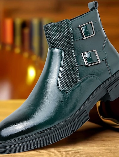  Hombre Botas Retro Zapatos formales Zapatos De Vestir Zapatos de Paseo Casual Diario PU Cómodo Botines / Hasta el Tobillo Mocasín Negro Amarillo Azul Primavera Otoño