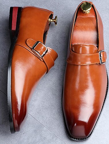  herenschoenen van imitatieleer met monniksband in bruin – elegante zakelijke en formele schoenen voor bruiloften