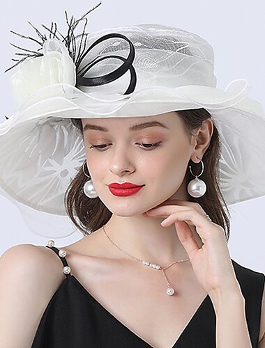  fascinateurs kentucky derby chapeau chapeaux polyester organza chapeau de soleil haut de forme voile chapeau vacances plage élégant vintage avec plume dentelle côté casque chapeaux