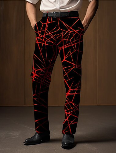  Geometrie Geschäftlich Abstrakt Herren 3D-Druck Anzughosen Hosen Hose Outdoor Freizeitskleidung Strassenmode Polyester Schwarz Weiß Blau S M L Mittlere Taillenlinie Elastizität Hose