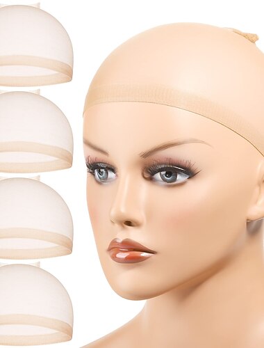  HD Wig Cap 4PCS Ultra Thin Wig Caps Light Brown Nylon Wig Caps for Women Stretchy Natural Transparent HD Wig Caps for Lace Front Wigs Summer Wear Comfortable Wig Cap