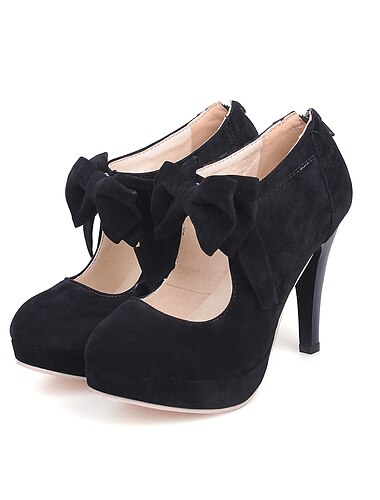  Rote High Heel Pumps mit Schleife für Damen – Vintage-Plateauschuhe aus Wildleder für Party-, Hochzeits- und Urlaubsoutfits