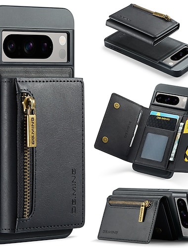  Handy Hülle Handyhüllen Für Google Pixel 8 Pro Rückseite Magnetisch Kartenschlitz Retro TPU PU-Leder