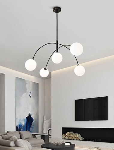 att μαύρος πολυέλαιος sputnik 5 φως πολυέλαιος φωτιστικό μέσου αιώνα μοντέρνος βιομηχανικός κρεμαστός φωτισμός οροφής για κουζίνα τραπεζαρία σαλόνι υπνοδωμάτιο 110-240v