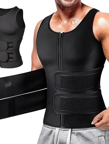  Hombre Camisas de Compresión Escultor de cuerpo Fajas Tanque activo Cuello Barco Sin Mangas Deporte Vacaciones Noche Casual Diario Gimnasia Suave Plano Negro Ropa de Deporte Moda Deportes