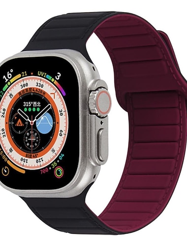  Lederverbindung Kompatibel mit Apple Watch Armband 38mm 40mm 41mm 42mm 44mm 45mm 49mm Magnetverschluss Verstellbar Silikon Ersatzarmband für iwatch Ultra 2 Series 9 8 7 SE 6 5 4 3 2 1