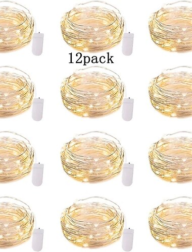  12 stk Vanntett Fe Lyskjeder 20 LED Glitrende  Stjernehimmel Dekor Dekorasjoner