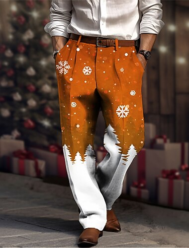  christmas snowflake business casual menn 3d print bukser kjole bukser bukser utendørs street wear til jobb polyester vin marineblå blå s m l bukser med høy elastisitet