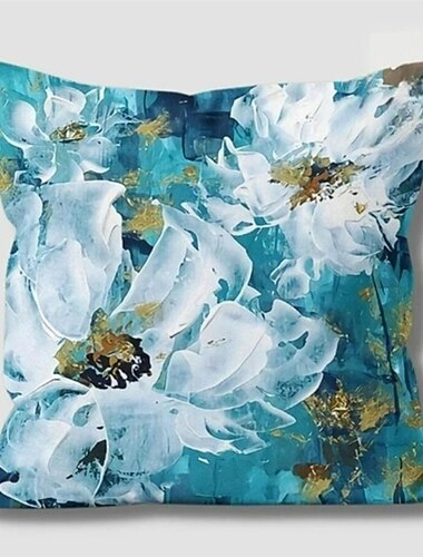  husă de pernă dublă floare albastră 1 bucată husă de pernă pătrată decorativă moale față de pernă pentru dormitor sufragerie canapea scaun