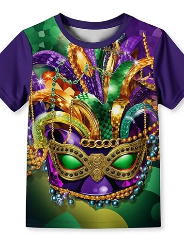  karneval chlapci 3d maska tričko krátký rukáv 3d tisk léto jaro aktivní sportovní móda polyester děti 3-12 let posádka krk venkovní ležérní denní regular fit