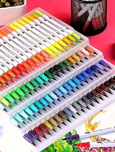  12/24/36/48/60//72/100/120 väriä akvarelli sivellin kynän värit markkeri kynät maalaus piirustus taidetarvikkeet