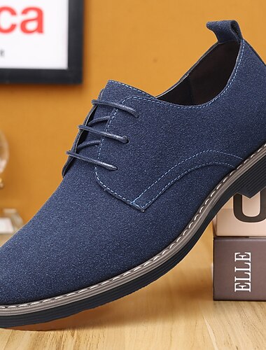  Heren casual blauwe imitatiesuède oxford schoenen - comfortabel veterontwerp met stijlvolle stiksels voor dagelijks gebruik