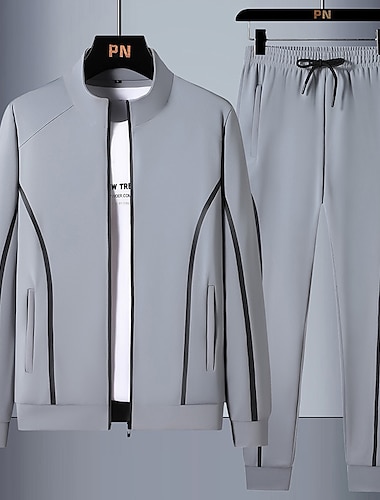 Hombre Tracksuit Escote Chino Deporte Diario Festivos Suave Plano Negro Blanco Rojo Ropa de Deporte Ropa de calle Deportes Primavera & Otoño Sudaderas con capucha Sudaderas