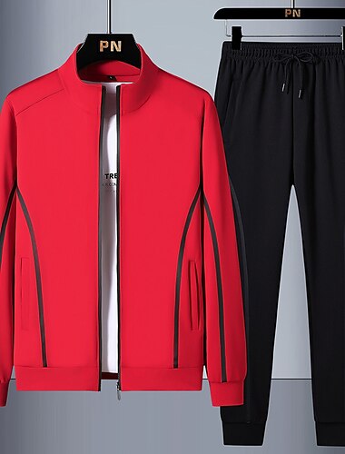  Herren Trainingsanzug Ständer Sport & Natur Täglich Festtage Weich Glatt Schwarz Weiß Rote Sportkleidung Strassenmode Sport Frühling & Herbst Kapuzenpullover Sweatshirts