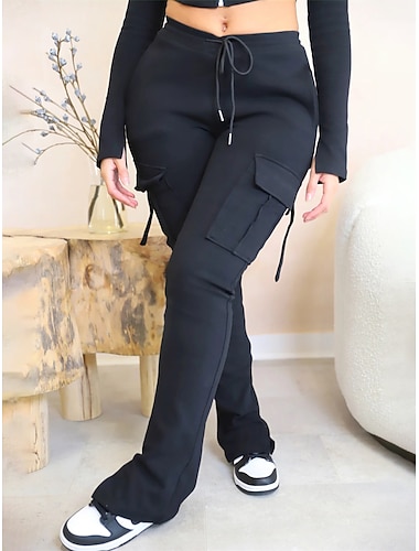  Γυναικεία Παντελόνια με τσέπες Λεπτό Σκίσιμο Μεσαία Μέση Πλήρες μήκος Γκρίζο Φθινόπωρο