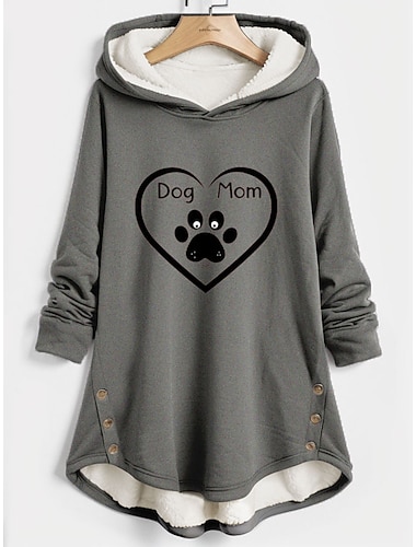  Felpa con cappuccio da donna Fodera in pile Pigiama caldo Grafica Casual Sportiva Stampa Caldo Abbigliamento Sportivo Comfort Vestibilità Larga Felpa Con Cappuccio Manica Lunga Top Micro-elastico