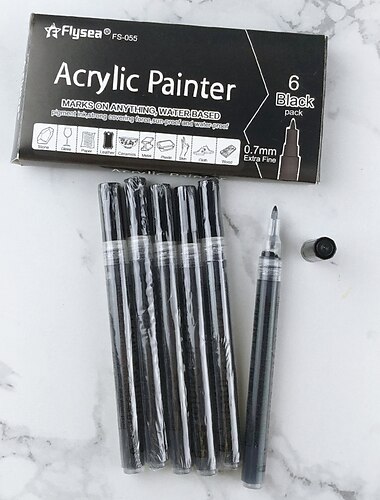  アクリルペイントペン6本/パック、ブラックホワイトペイントマーカー、岩絵用ペイントペン、石、セラミック、ガラス、木、プラスチック、ガラス、金属、キャンバス描画、水性アクリルペイントセット、イースター12月に最適。
