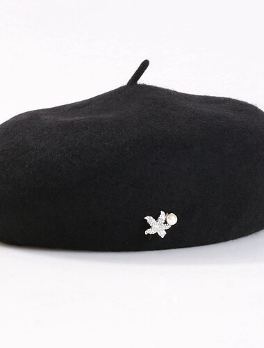  Chapeaux 100% Laine Béret Chapeau Capeline Casual Le style mignon Avec Couleur Pure Casque Couvre-chef