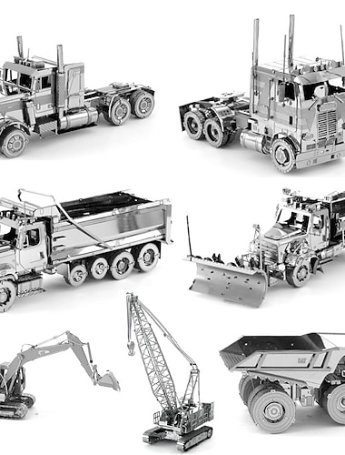  Aipin – modèle d'assemblage métallique 3d, bricolage, puzzle, véhicule d'ingénierie, nez leader, coe, grue de chargement de camion