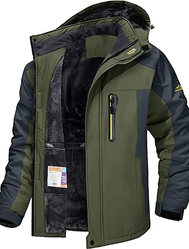  Herr Vinterjacka Fleece-jacka Softshelljacka Vindtät jacka Klättring Vintersport Håller värmen Vattentät Huva VATTENTÄT Vinter Höst Sportkläder Normal Röd Armégrön Ljussvart Ljusblå Jacka